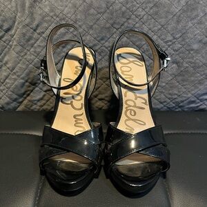 Sam Edelman Strappy Black Patent Leather Heels